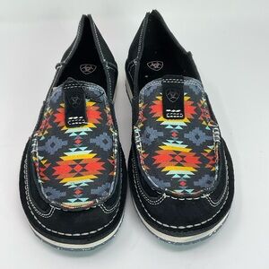 Womens Ariat Cruiser Black Suede Deepest Saddle Logo Print Size T Size 10 NWT